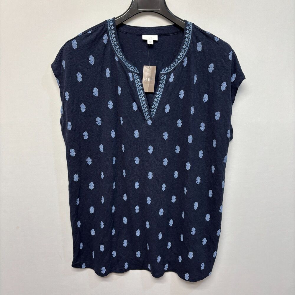 NWT J Jill Women Linen Blend Blouse Top Shirt Size XLP X-Large XL Petite C034 26